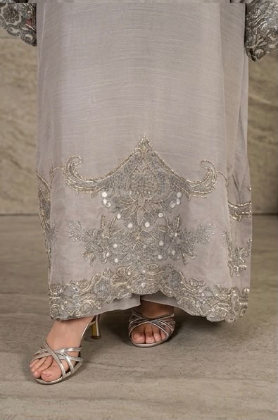 2Pc Silk Viscose Kaftan Silver JASHAN-J26-0025