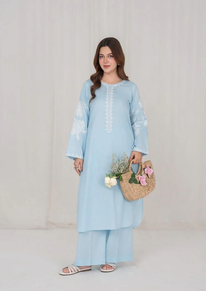 2Pc Ice Blue Embroidered Lawn RIW-R26-0019