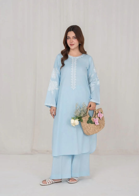 2Pc Ice Blue Embroidered Lawn RIW-R26-0019