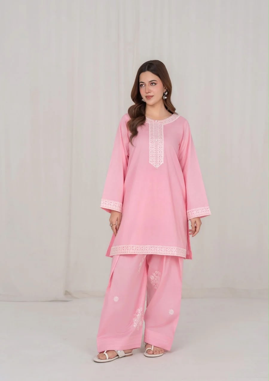 2Pc Peachish Pink Embroidered Lawn RIW-R26-0017