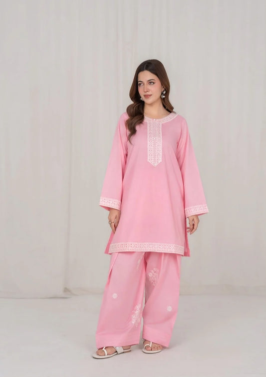 2Pc Peachish Pink Embroidered Lawn RIW-R26-0017