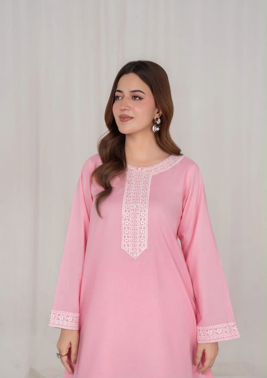 2Pc Peachish Pink Embroidered Lawn RIW-R26-0017