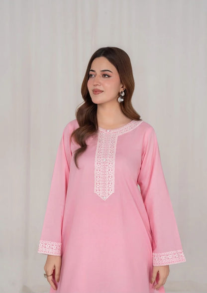 2Pc Peachish Pink Embroidered Lawn RIW-R26-0017