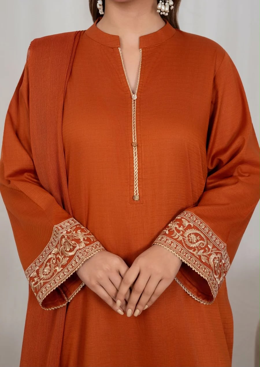 3Pc Embroidered  Lawn with Farshi Shalwar with  Chiffon Dupatta SUM-J26-0029