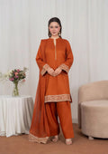 3Pc Embroidered  Lawn with Farshi Shalwar with  Chiffon Dupatta SUM-J26-0029