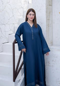 2PC SILK VISCOSE KAFTAN TEAL BLUE JUPITER-S26-0004