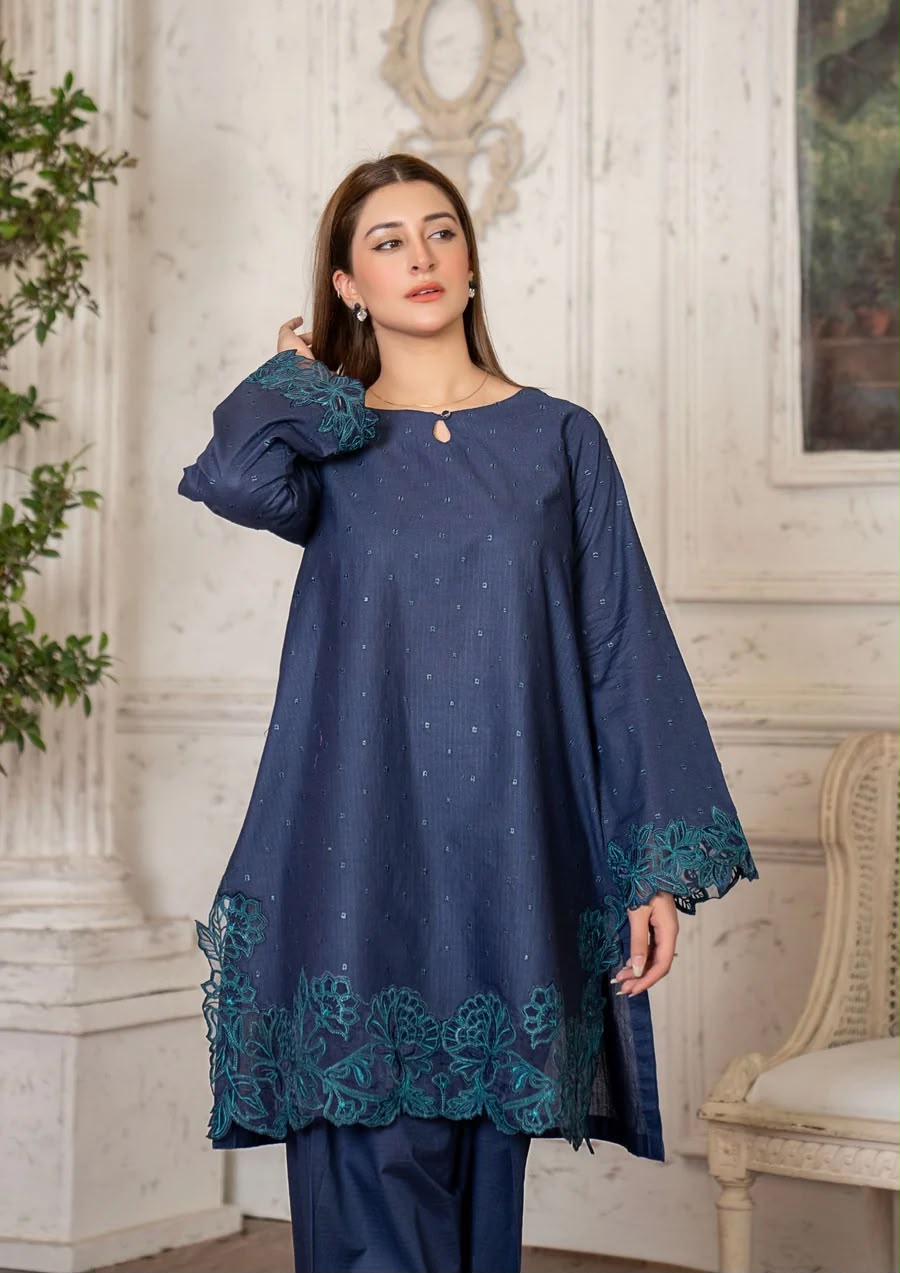 2PC MULTI EMBROIDERED LAWN TEAL BLUE RIW-R26-0047