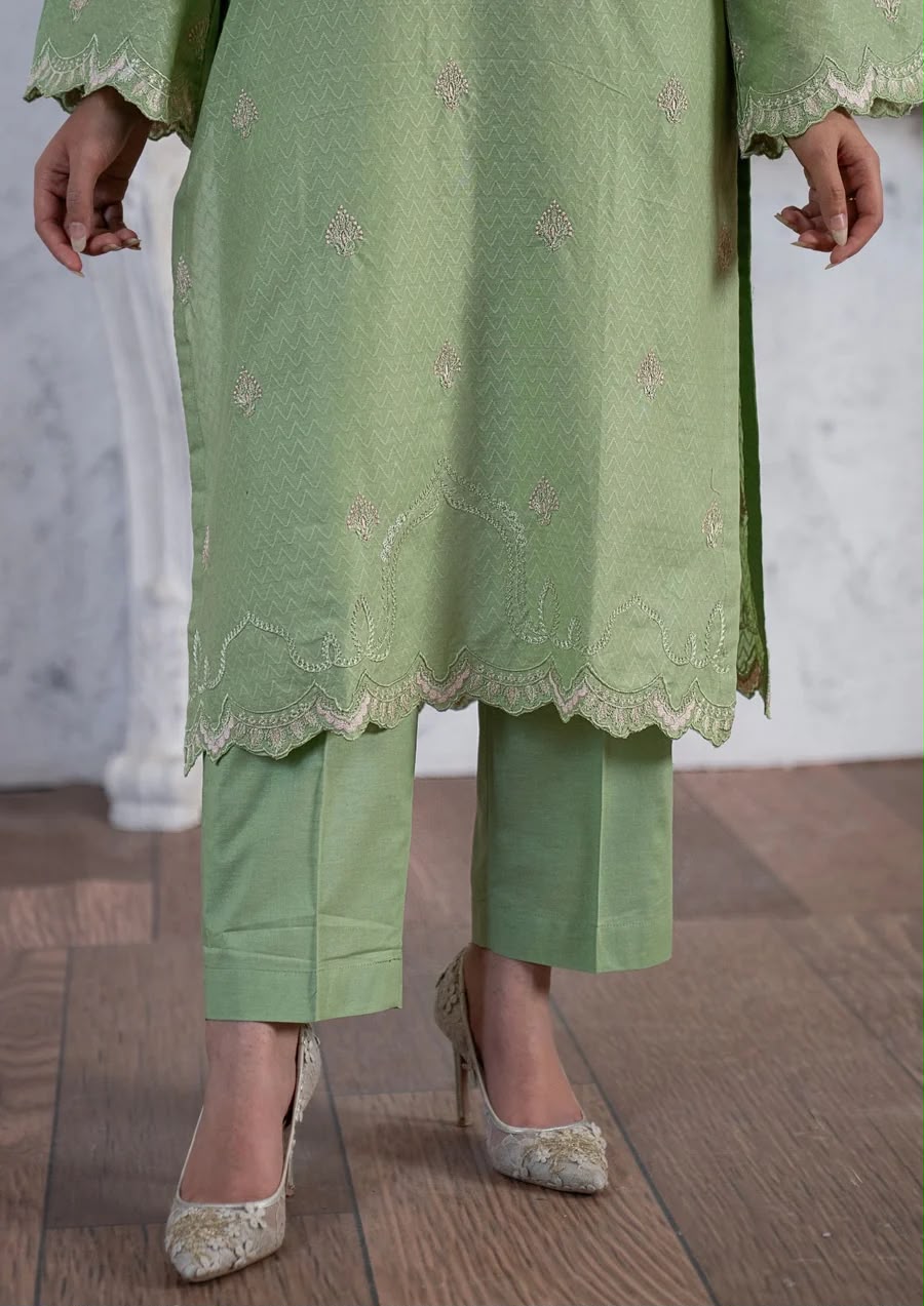 3PC MULTI EMBROIDERED LAWN WITH ORGANZA DUPATTA PISTACHIO RIW-R26-0046