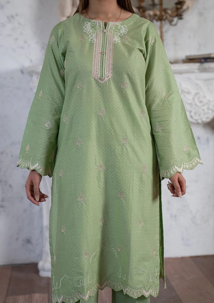 3PC MULTI EMBROIDERED LAWN WITH ORGANZA DUPATTA PISTACHIO RIW-R26-0046