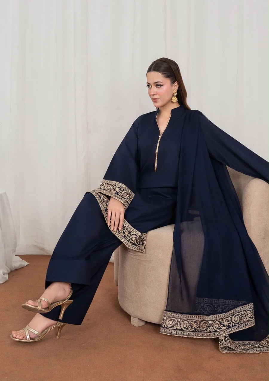 3PC TILLA EMBROIDERED TEXTURED LAWN WITH FARSHI SHALWAR WITH EMBROIDERED BORDER CHIFFON DUPATTA JASHAN-J26-0030