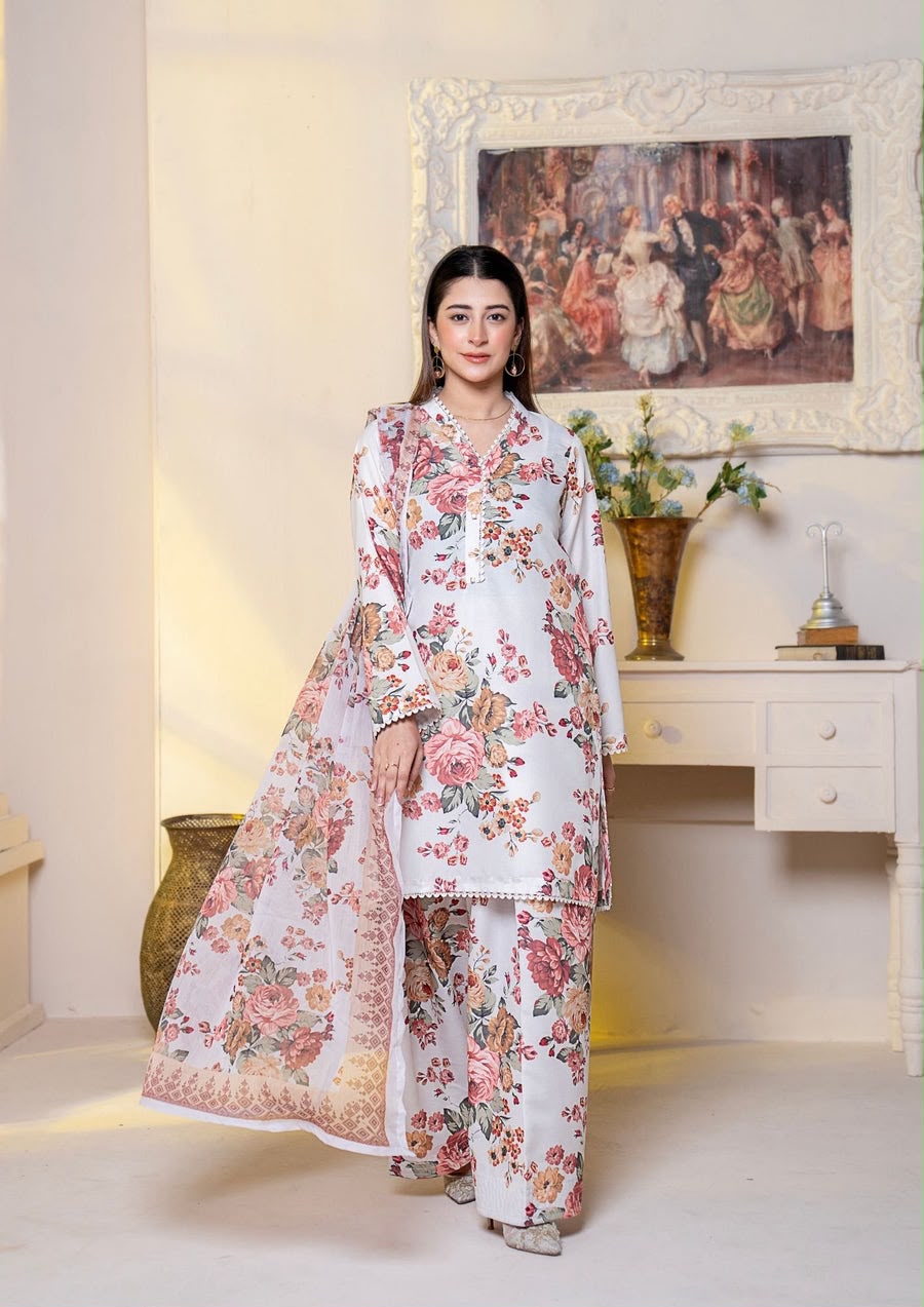 3PC PRINTED ARABIC SILK LAWN WITH CHIFFON DUPATTA GULMEENA-G26-0012