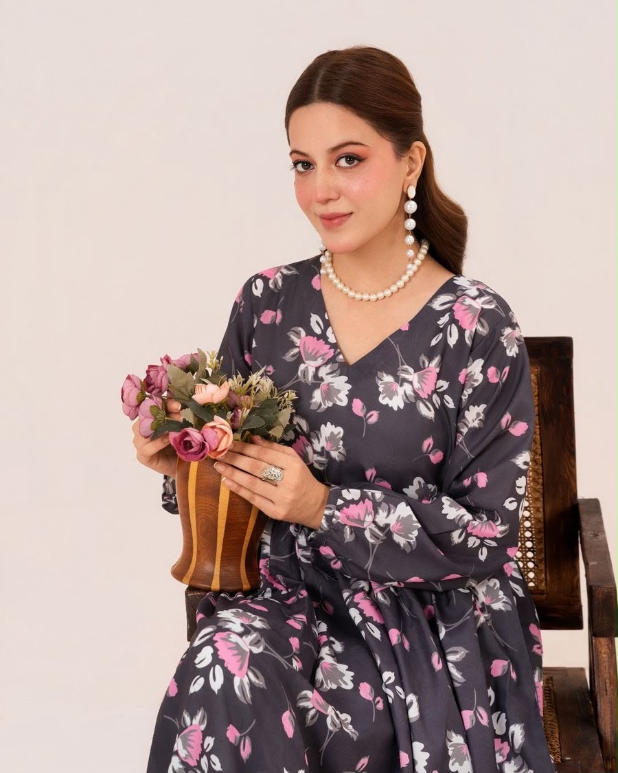 1PC DIGITAL PRINT SWISS SILK LONG TUNIC JUPITER-F25-0041