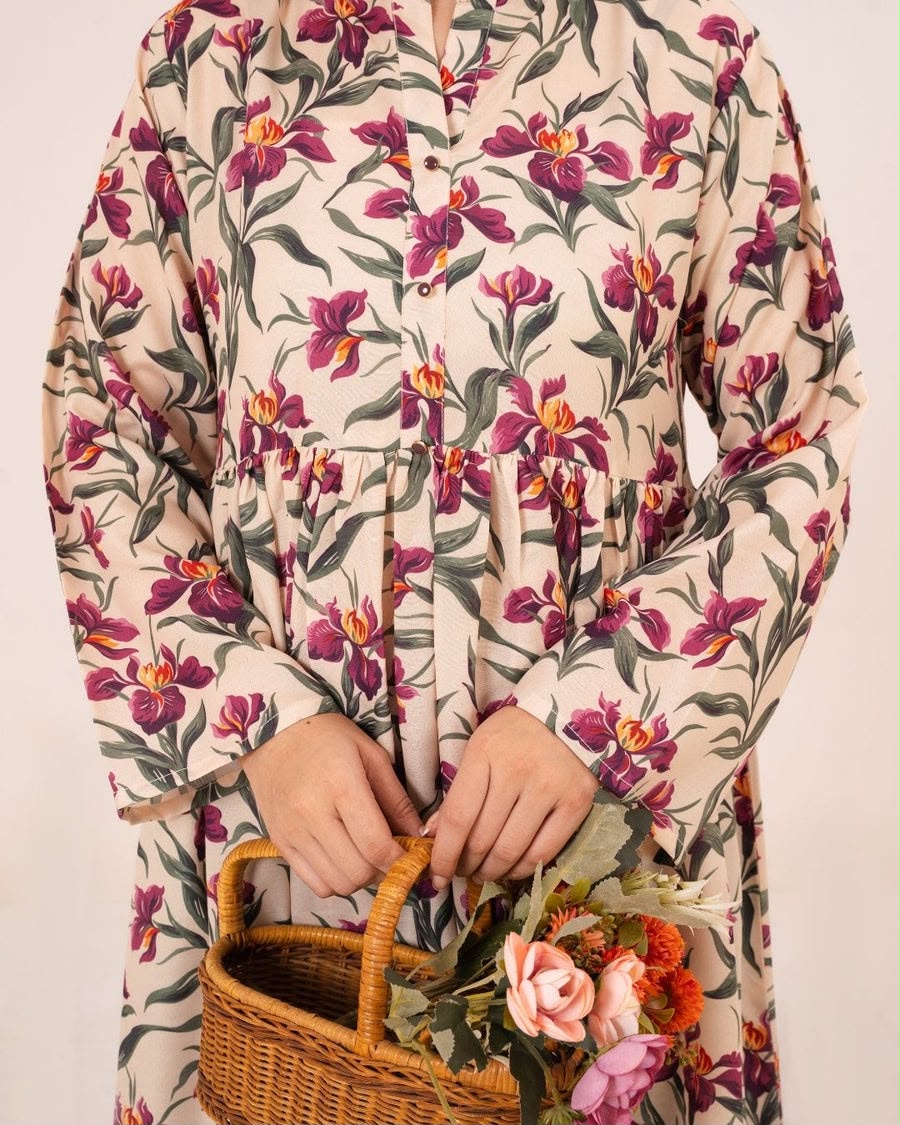 1PC DIGITAL PRINT SWISS SILK LONG TUNIC JUPITER-F25-0043