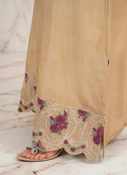2Pc Silk Viscose Kaftan Beige JASHAN-J26-0024