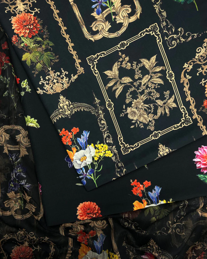 3pc Arabic Silk Lawn with Chifoon Dupatta ASCD-S25-0015