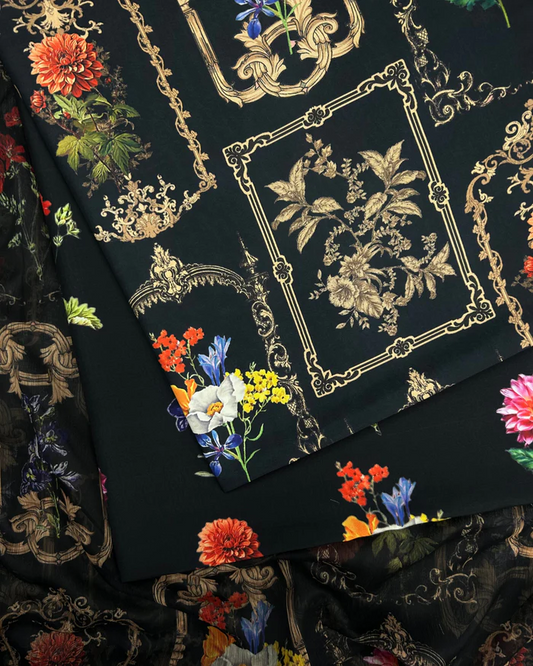 3pc Arabic Silk Lawn with Chifoon Dupatta ASCD-S25-0015