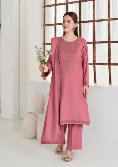 3Pc Embroidered Alpine Wool with Embroidered Border Shawl AML-W25-0016 Regular priceRs.5,550.00