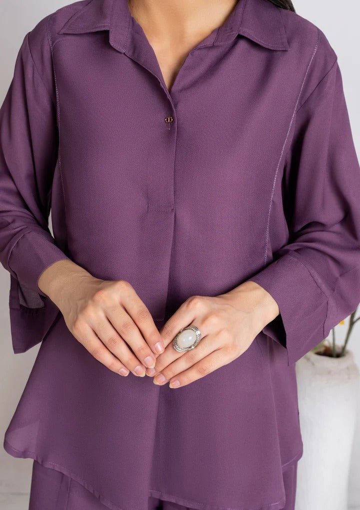 2PC Plum Charm Georgette Co-ord Set JUPITER-J25-0006