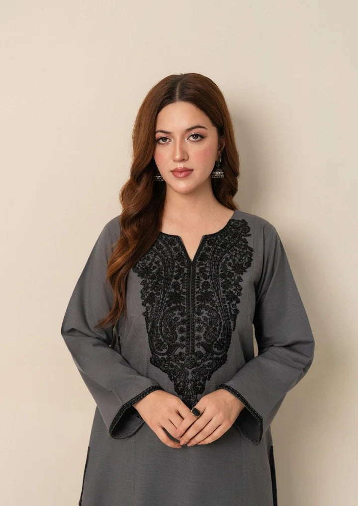 2pc Embroidered Khaddar with Farshi Shalwar AML-W25-0021