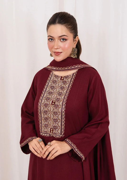 3pc Embroidered Alpine with Embroidered Border Shawl AML-W25-0026