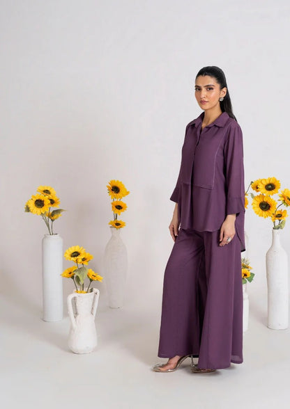 2PC Plum Charm Georgette Co-ord Set JUPITER-J25-0006