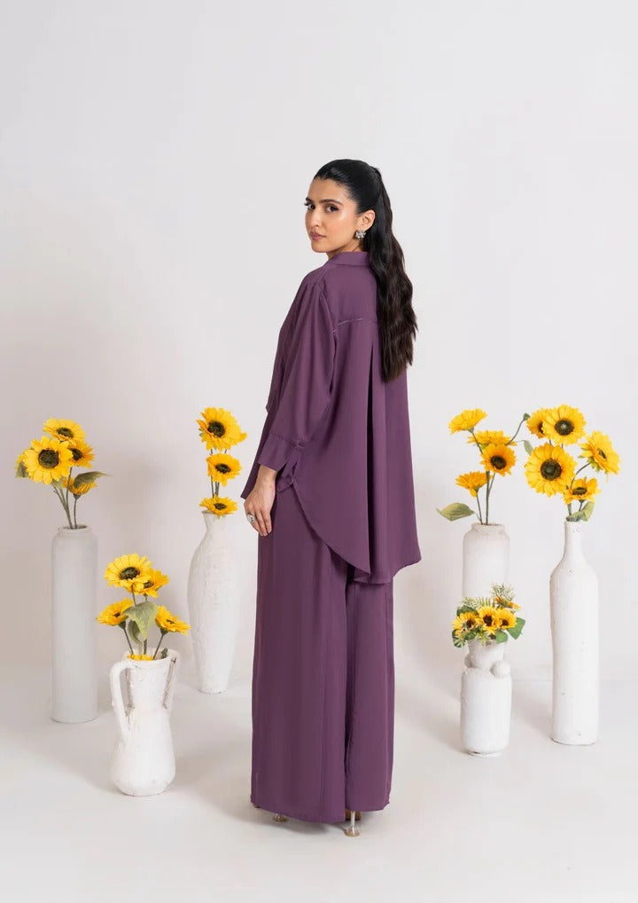 2PC Plum Charm Georgette Co-ord Set JUPITER-J25-0006