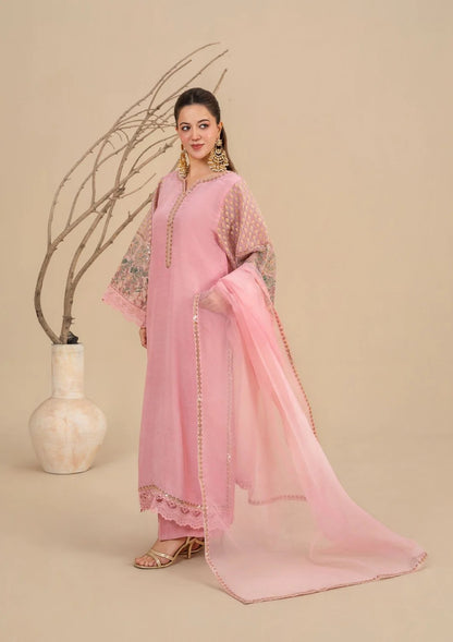 3Pc Embroidered Silk Viscose Blush Pink JASHAN-J26-0018