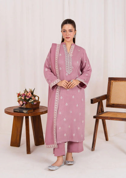 3pc Embroidered Silk Karandi with Embroidered Border Shawl AML-W25-0032