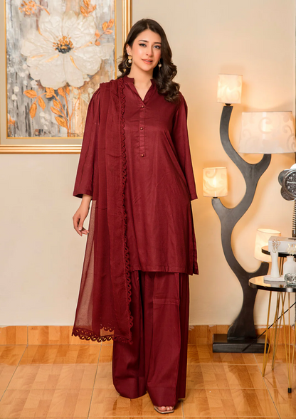 3Pc Silk Viscose with Farshi Shalwar with Chiffon Dupatta JASHAN-S25-0064