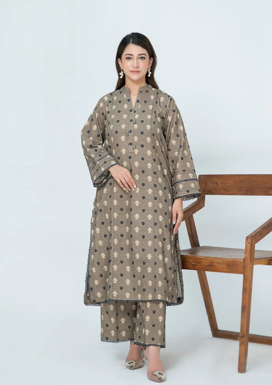 2pc Gold Khaddar Digital Print AML-W25-0037