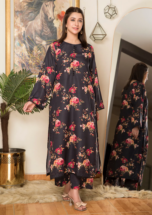 2Pc Printed Arabic Silk Lawn Set ASLS-A25-0005