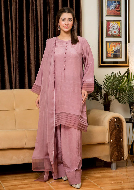3Pc Raw Silk with Farshi Shalwar ROZANA-S25-0024