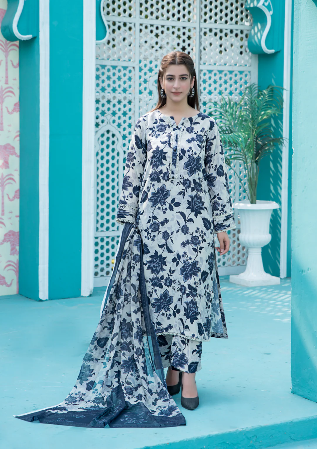 3Pc Printed Arabic Silk Lawn FATAH-F25-0013