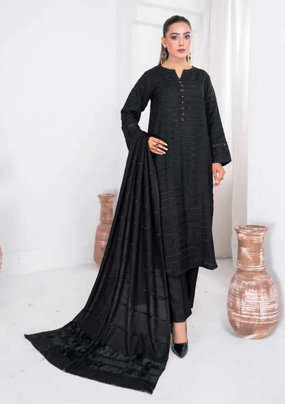 3pc Alpine Velvet Shirt with Velvet Border Shawl and Plain Trouser W24-VEL-0008