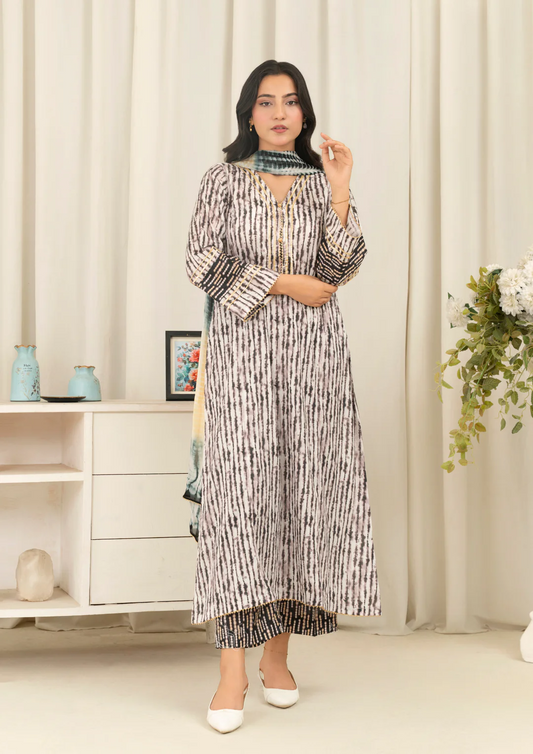 3Pc Tie&Dye Digital Print Lawn FATAH-F25-0001