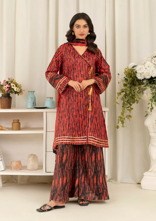 3Pc Tie&Dye Digital Print Lawn with Sharara FATAH-F25-0003