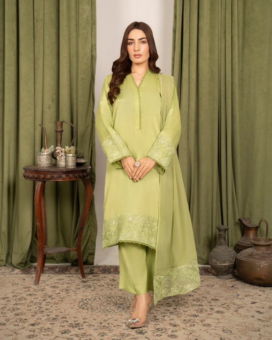 3Pc Embroidered Raw Silk FATAH-F25-0020