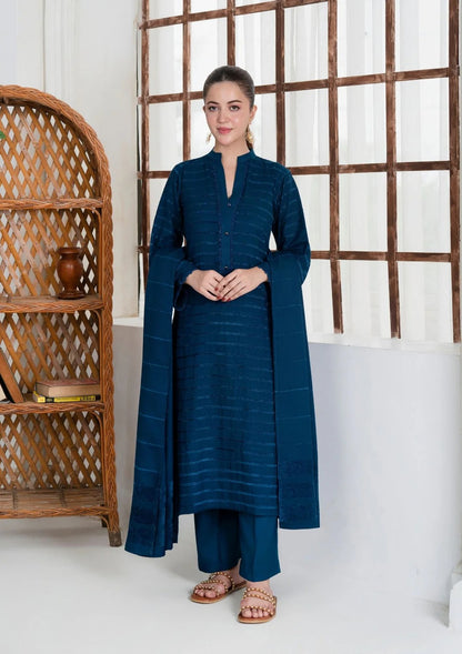 3pc Alpine Velvet Shirt with Velvet Border Shawl and Plain Trouser AML-W25-0014