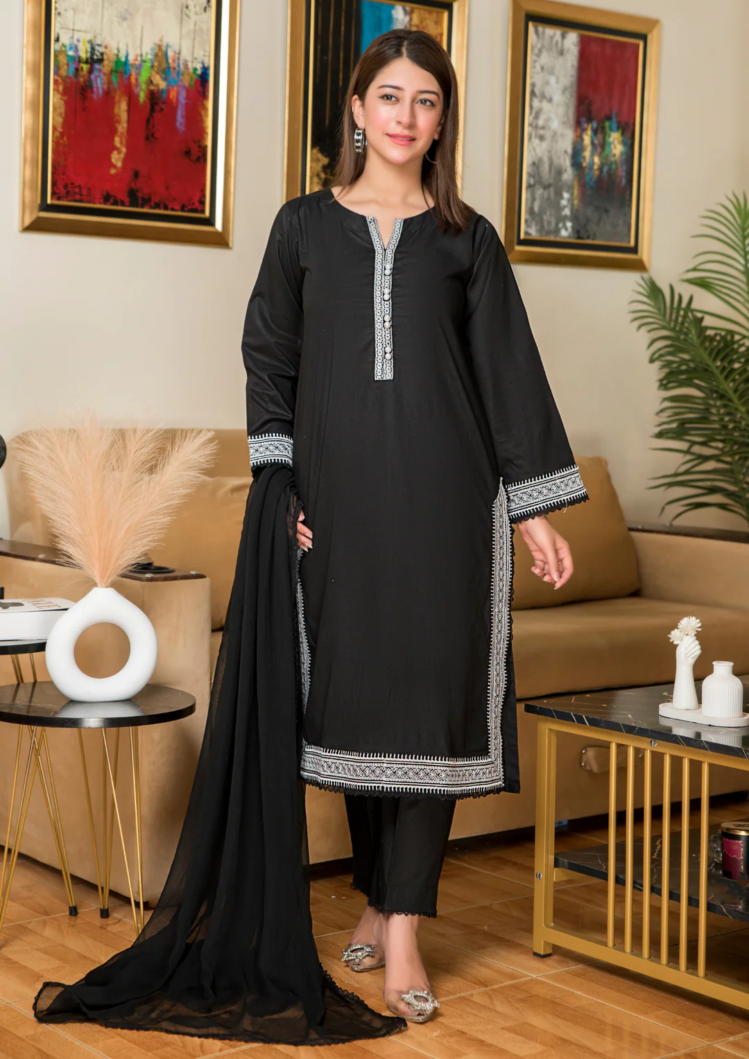 3Pc Embroidered Lawn BLK-B25-0003