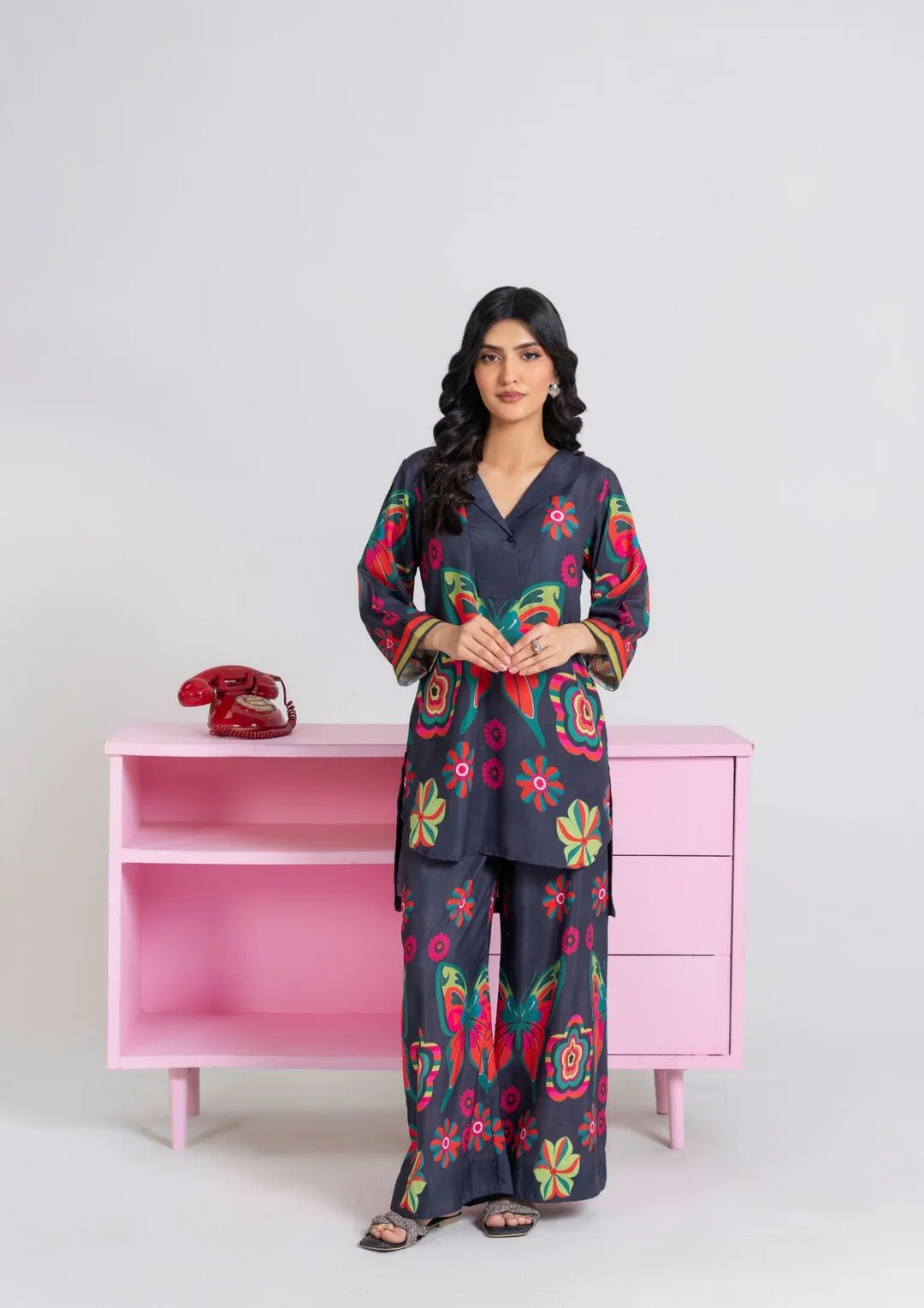 2PC Midnight Bloom Swiss Silk Set JUPITER-F25-0010