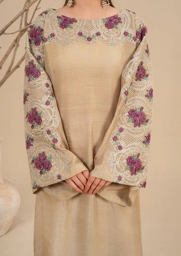 2Pc Silk Viscose Kaftan Beige JASHAN-J26-0024