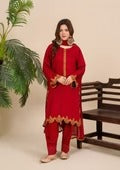 3Pc Embroidered Silk Viscose with Shalwar Red JASHAN-J26-0020