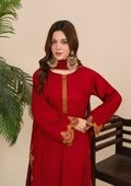 3Pc Embroidered Silk Viscose with Shalwar Red JASHAN-J26-0020