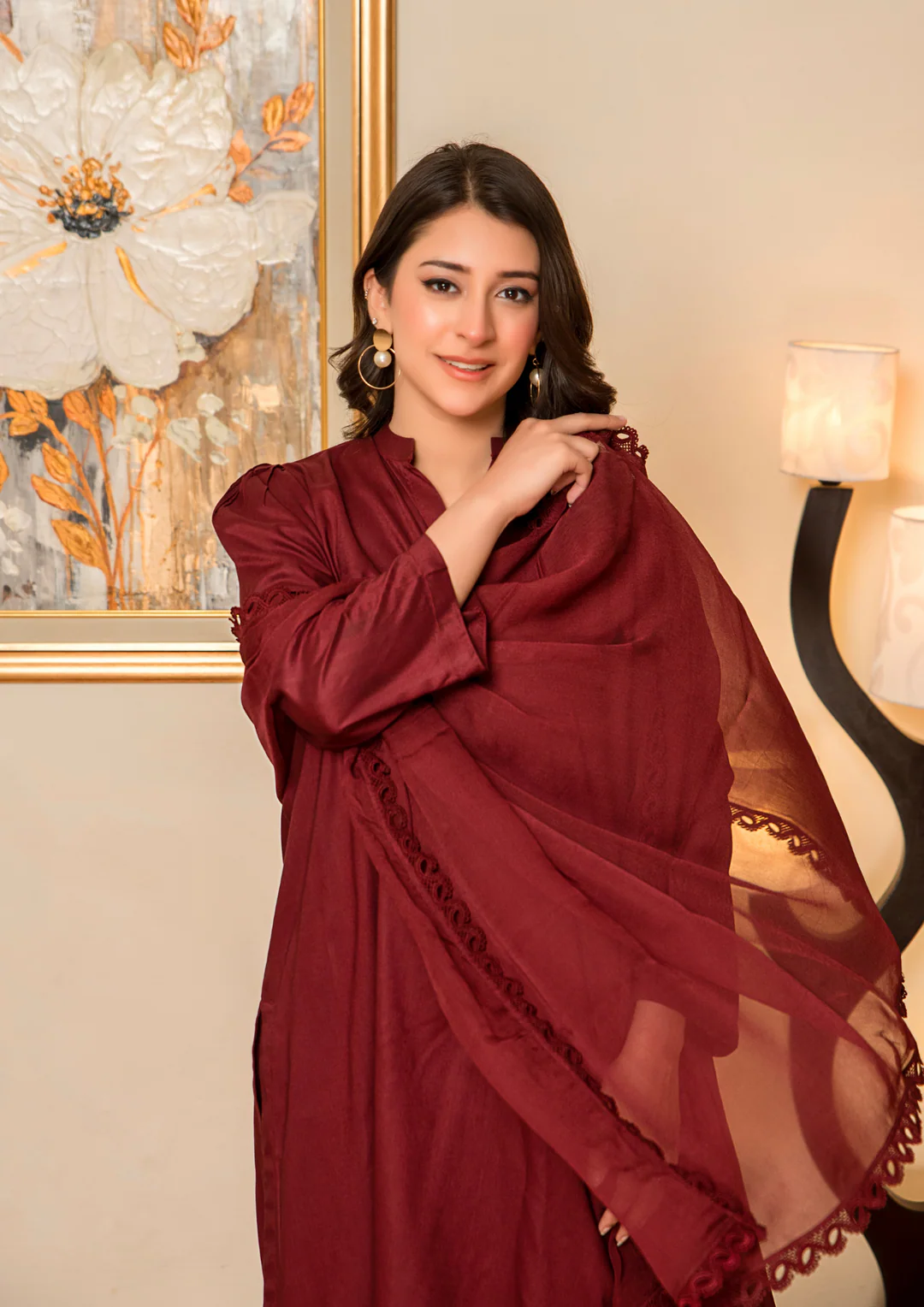 3Pc Silk Viscose with Farshi Shalwar with Chiffon Dupatta JASHAN-S25-0064