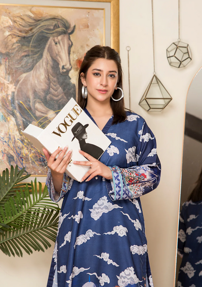 2Pc Printed Arabic Silk Lawn Set ASLS-A25-0006