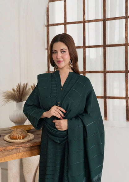 3pc Alpine Velvet Shirt with Velvet Border Shawl and Plain Trouser AML-W25-0013