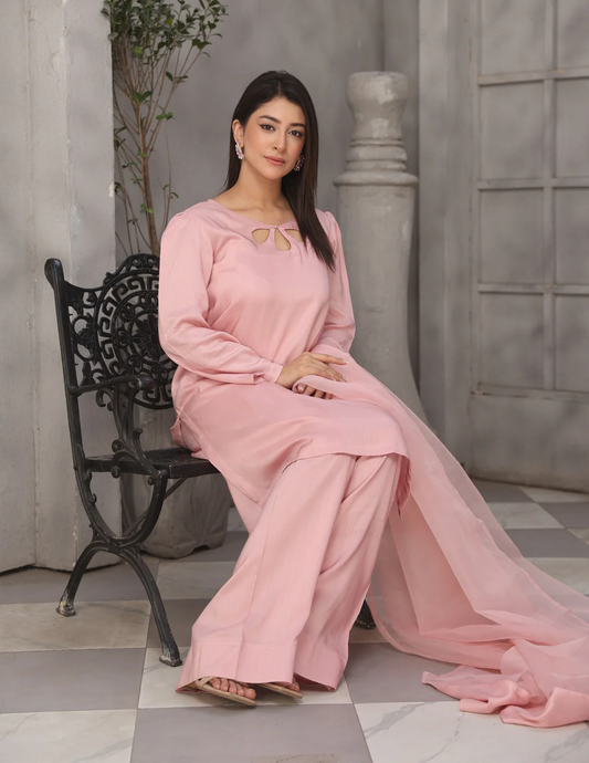 3Pc Silk Viscose with Farshi Shalwar with Organza Dupatta JASHAN-S25-0071