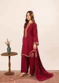 3Pc Alpine Velvet Tilla Embroidered with Velvet Shawl Maroon AFP-A25-0003  SmallMediumLargeX-Large