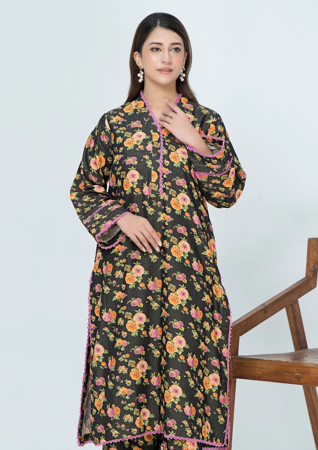 2pc Gold Khaddar Digital Print AML-W25-0036