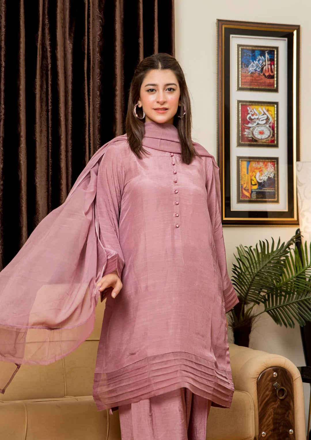 3Pc Raw Silk with Farshi Shalwar ROZANA-S25-0024